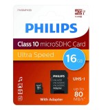 Philips MicroSDHC 16Go CL10 80mb/s UHS-I + Adaptateur au détail