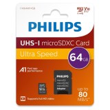 Philips MicroSDHC 64Go CL10 80mb/s UHS-I + Adaptateur au détail