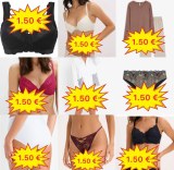 1,50 €/pièce. Mix lingerie femme soutiens-gorge tops slips strings shorts pyjamas maill...