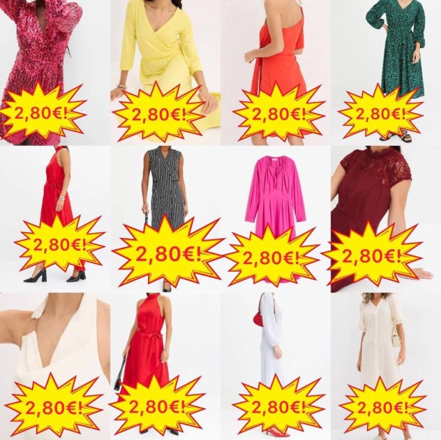 À partir de 2,80 € mix de robes en stock, catégorie A, catalogues allemands