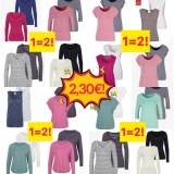 2,30€ Lot de 2 T-shirts femme manches 3/4 issus de catalogues allemands neufs tailles...