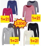 2,30 € Lot de 2 t-shirts femme manches 3/4 neufs tailles 38–56 issus de catalogues alle...