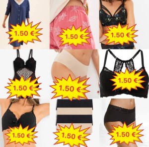 1,50 €/pièce Mélange de lingerie femme : soutiens-gorge, tops, slips, strings, pyjamas...