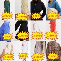 2,80 €/pièce - Mix de robes de stock catégorie A, tailles 32-54, été/automne/printemps...