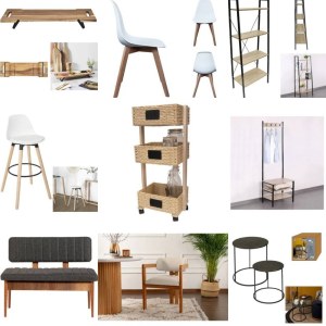 504 € pour 14 pcs de meubles de marque, mix A-B-C, retours clients : chaises, tables,...