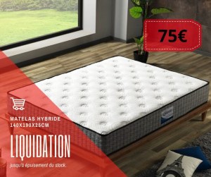 LIQUIDATION MATELAS HYBRIDE - 140x190x25