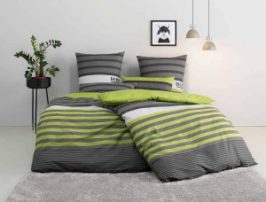 4,50 € par pièce à partir de 20 unités – Parure de lit de marque en coton 100 %, à rayu...