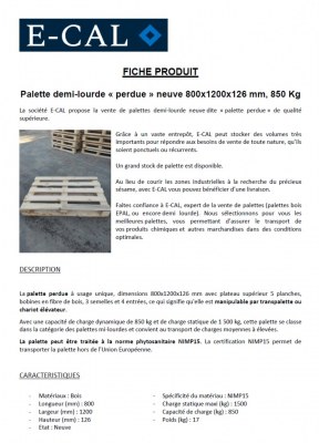 Obtenir des Palettes demi-lourde neuve dite " perdue "