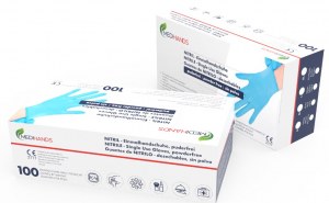 Gants nitrile bleus non poudrés