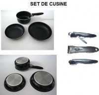 SET DE 2 POELES + 1 CASSEROLE TT FEUX ET INDUCTION MANCHE DETACHABLE
