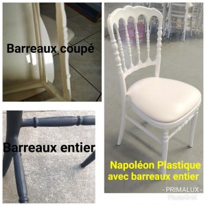 Chaise Napoléon III Plastique monobloc Blanche et Doré
