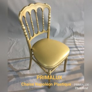Chaise Napoléon III Plastique monobloc Blanche et Doré