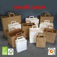 SACS PAPIER AVEC POIGNEES Couleur KRAFT ou BLANC