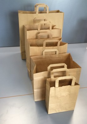 SACS PAPIER AVEC POIGNEES Couleur KRAFT ou BLANC