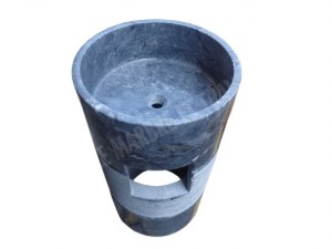 Pierre Bleue Turque Piédestal Vasque Modèle Baril