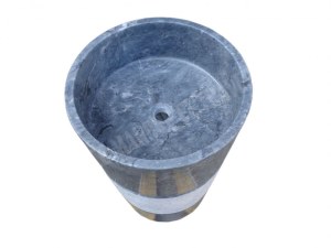 Pierre Bleue Turque Piédestal Vasque Modèle Baril