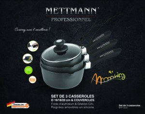 Set de 3 casseroles avec 2 manches amovibles 20/24/28 cm en revêtement anti-adhésif Gre...