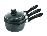 Set de 3 casseroles avec 2 manches amovibles 20/24/28 cm en revêtement anti-adhésif Gre...