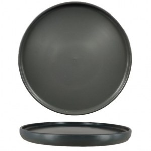 Assiette Bord Haut Grise Mat en Grès 25 cm