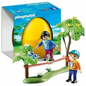 PLAYMOBIL ENFANTS OEUF JAUNE AVEC SLACKLINE 13X13CM