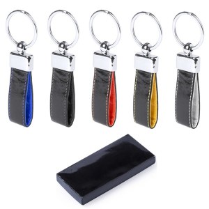 Porte-Clés "Boriem" en Métal/Similicuir - Objet publicitaire AVEC ou SANS logo - Cadeau...