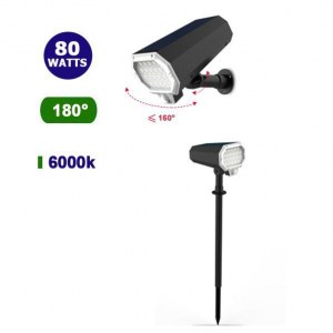 Projecteur solaire à rotation automatique - Série AUTOMATIC - Rendu lumineux 80 Watts...