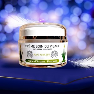 Crème hydratante et anti-rides Aloe Vera + Argan + Propolis 50 ml