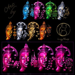 Lot de 19 toiles Bouddha artisanales – Magenta & Blanc – 100×70 cm – Neuves