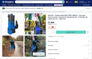 Destockage Pompe à eau Silverline 750W pour eau propre et eau sale