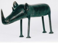 Statuette En Bronze (Rhinocéros Mythique) Originaire du Burkina-Faso