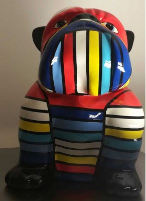 Bouledogue Résine Rayures 60 cm