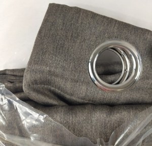 Lot de 9 Rideaux occultant prêt-à-poser Gris/Beige 140 x 260 cm œillets