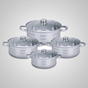 Lot de 4 Faitouts Inox - Marmite 8 piéces - Tous feux + induction