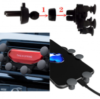 Support téléphone Voiture universel, grille d’aération, rouge