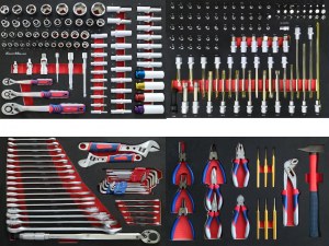 SERVANTE D'ATELIER 9/7 Tiroirs, INOX CRV, ROUGE, PRO KRAFTMULLER