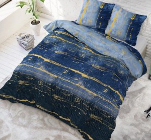 "Scratchy" bleu Set 2/3 pcs Parure de Lit Coton Mélangé Housse de Couette+Taie d'Oreiller