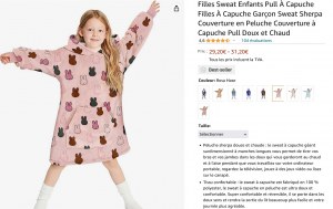 Sweat Plaids Enfants - Entièrement doublés - Motif Panda ou Licorne