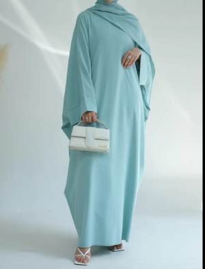 Robe abaya contrastée à volants et ourlet, robe élégante
