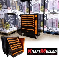 Servante d'atelier Kraft Muller KM-XXL-8/7 Orange, 275 Outils Inclus avec clé Dynamo -...