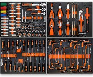 Servante d'atelier Kraft Muller KM-XXL-8/7 Orange, 275 Outils Inclus avec clé Dynamo -...