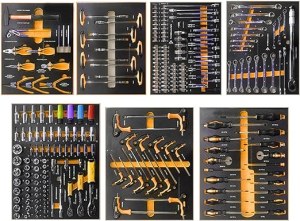 Servante d'atelier Kraft Muller KM-XXL-8/7 Orange, 275 Outils Inclus avec clé Dynamo -...