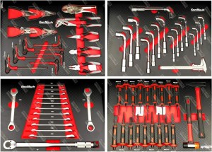 Servante d'atelier Kraft Muller KM-9/7 Noir Plateau bois, 269 pièces incluses avec clé...