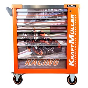 SERVANTE D'ATELIER RACING MOTO ORANGE 7 TIROIRS AVEC OUTILLAGE .KM-7/6 RACING