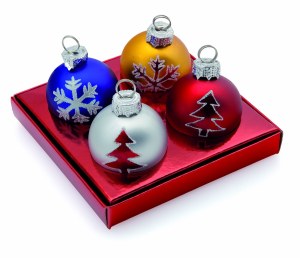 Set de 4 boules de Noel Nuska - Objet publicitaire AVEC ou SANS logo - Cadeau client -...