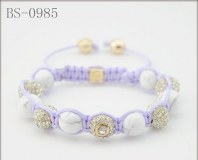 Grossiste bracelet shamballa eyes cristal avec perle d'agate blanche véritable