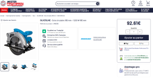 DESTOCKAGE Scie circulaire, 185 mm, 1 200 W Silverline 845135