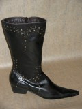 Botte avec petits rivets tout en cuir noir STRADE VARIE