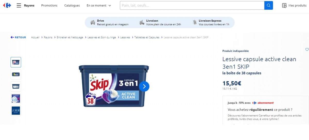 Lessive SKIP 1.7L 34LAVAGES HYGIENE Destockage Grossiste