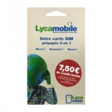 CARTE SIM CARTE PUCE LYCAMOBILE ACTIVE - NEUVE - AVEC 5EUROS CREDIT INCLUS