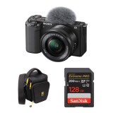 Sony ZV-E10 Mirrorless Camera with 16-50mm Lens and Basic Bundle (Black)